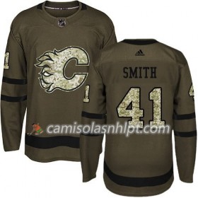 Camisola Calgary Flames Mike Smith 41 Adidas 2017-2018 Camo Verde Authentic - Homem